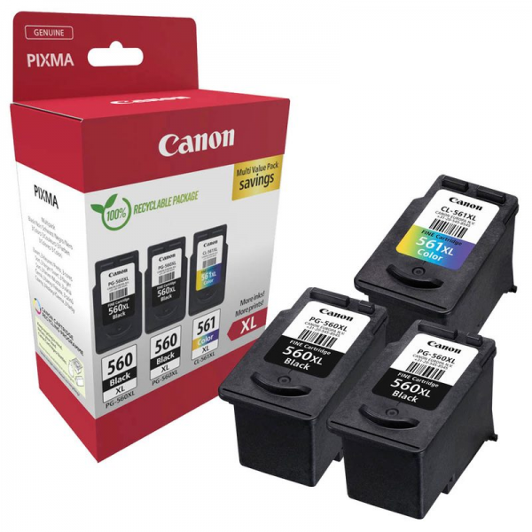 Canon PG-560XLx2 - CL-561XL MultiPack Tinte schwarz + Farbe 3712C009 für Pixma TS5350 TS5351 TS5352