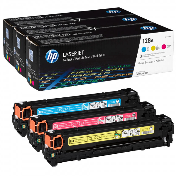 HP 128A Toner Multipack CF371AM Color LaserJet CP1525 CP1527 CM1415 CM1418nw