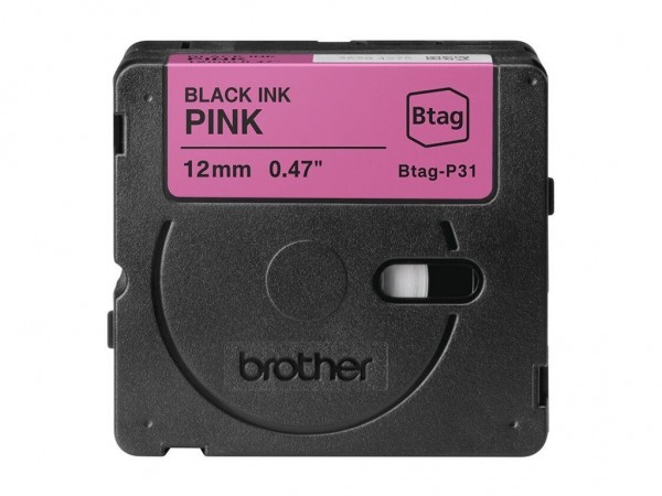 Brother BTAG-P31 Schwarz auf Pink 12mm Etikettenband für P-Touch PT-N10 PT-N20 PTN25BT