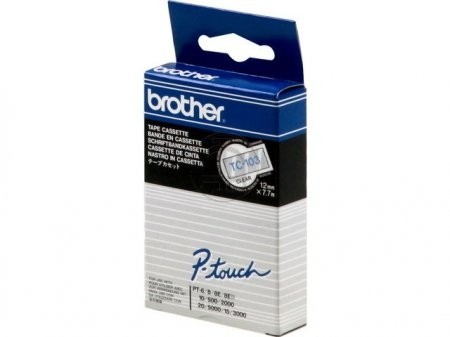 Brother TC103 P-TOUCH 12mm Blau auf Farblos 7,7m laminated