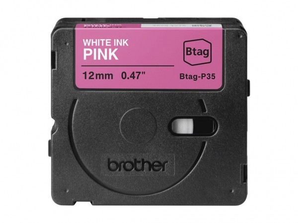 Brother BTAG-P35 Weiß auf Pink 12mm Etikettenband für P-Touch PT-N10 PT-N20 PTN25BT