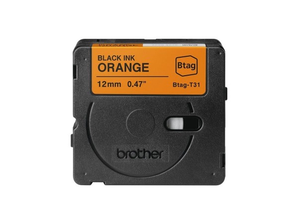 Brother BTAG-T31 Schwarz auf Orange 12mm Etikettenband für P-Touch PT-N10 PT-N20 PTN25BT