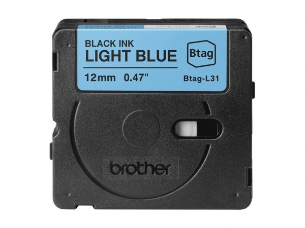 Brother BTAG-L31 Schwarz auf Hellblau 12mm Etikettenband für P-Touch PT-N10 PT-N20 PTN25BT