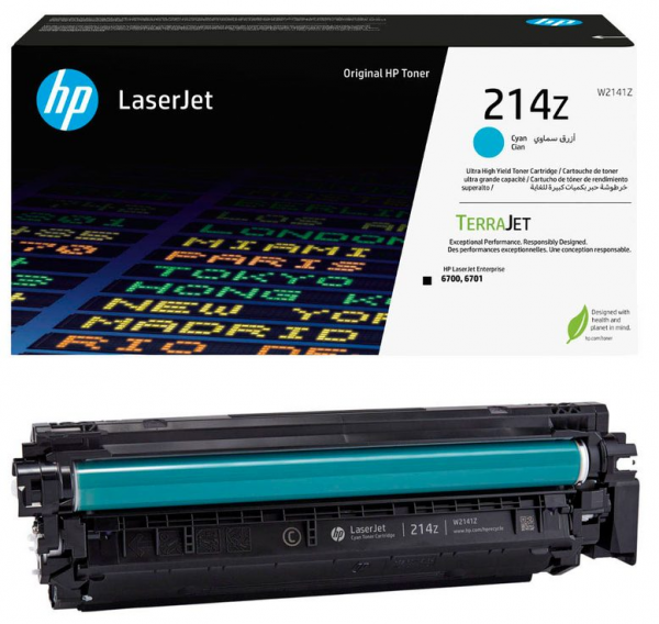 HP 214Z Toner Cyan W2141Z HP Color LaserJet Enterprise 6700dn Color LaserJet 6701dn