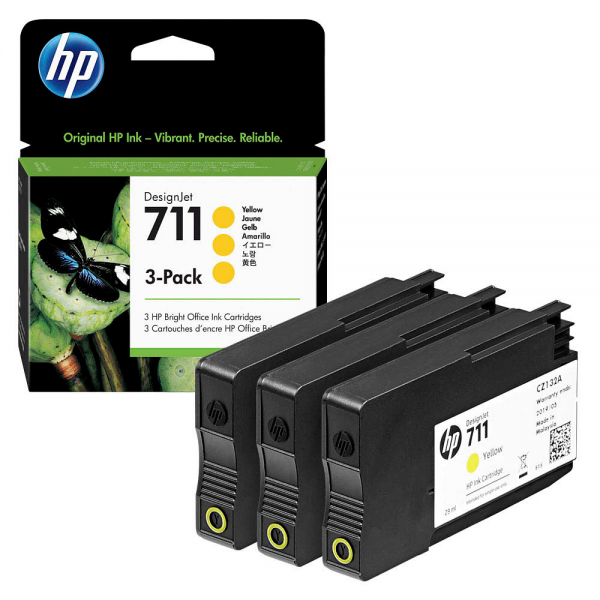 HP 711 Tinte Yellow CZ136A Standardkapazität 3er-Pack T120 ePrinter T520