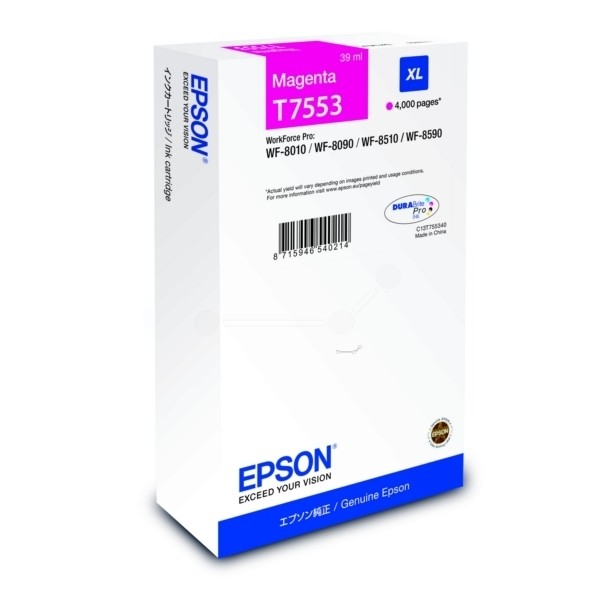 Epson T7553 Tinte Magenta XL WorkForce Pro WF-8010DW WF-8090 WF-8510DWF WF-8590