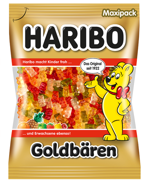 Haribo Goldbären 1kg Fruchtgummi Geschmacksrichtungen Ananas, Apfel, Erdbeere, Himbeere, Saftorange