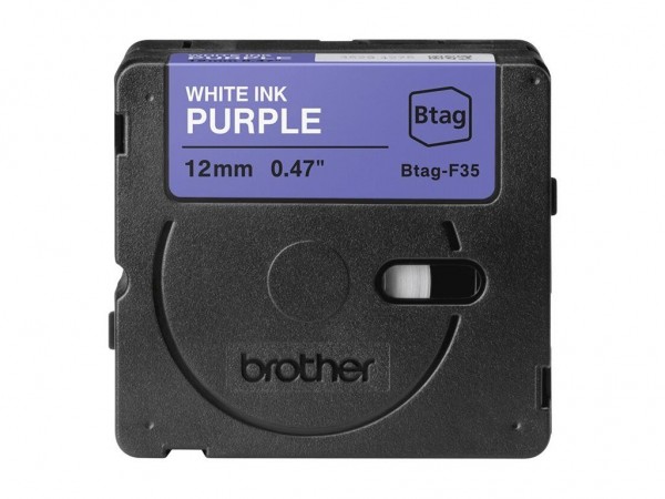 Brother BTAG-F35 Weiß auf Lila 12mm Etikettenband für P-Touch PT-N10 PT-N20 PTN25BT