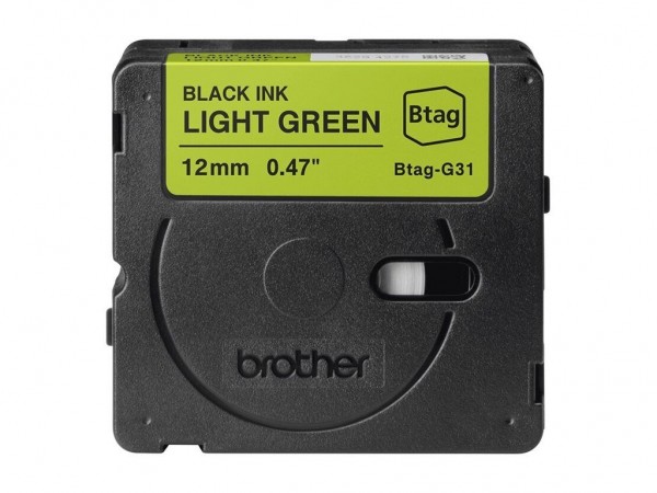 Brother BTAG-G31 Schwarz auf Hellgrün 12mm Etikettenband für P-Touch PT-N10 PT-N20 PTN25BT