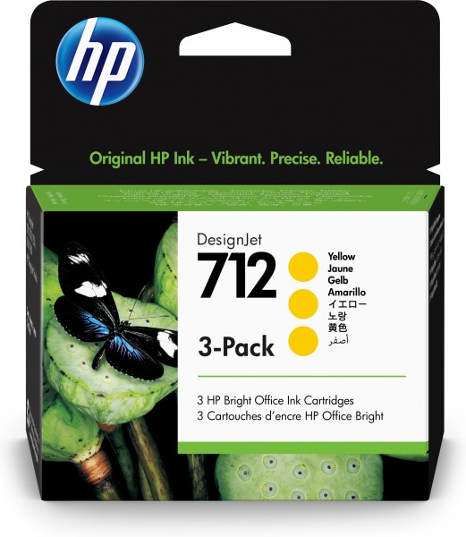 HP 712 Tinte 3-Pack gelb 3ED79A 29 ml HP DesignJet Studio T210 T230 T250 T630 HP T650