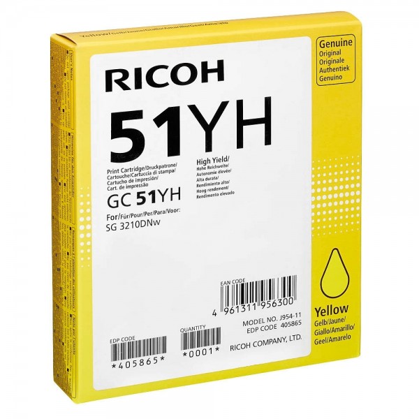 Ricoh Tintenpatrone GC 51YH gelb 405865 für Ricoh SG 3210DNw