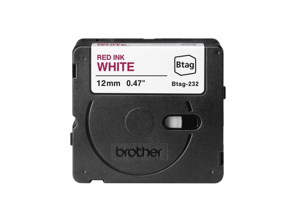 Brother BTAG-232 Rot auf Weiß 12mm Etikettenband für P-Touch PT-N10 PT-N20 PTN25BT