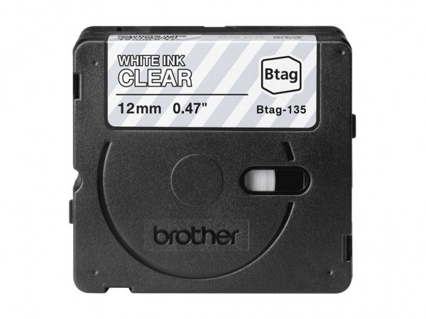 Brother BTAG-135 Weiß auf Transparent 12mm Etikettenband für P-Touch PT-N10 PT-N20 PTN25BT