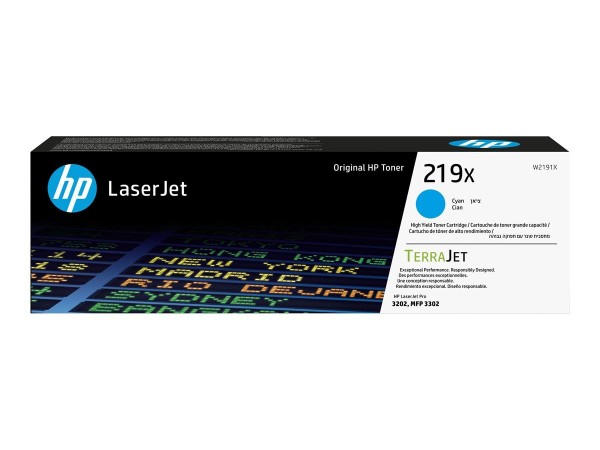 HP 219X Toner Cyan HP Color LaserJet Pro MFP 4302fdn HP Color LaserJet Pro 4202dw W2191X