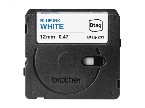 Brother BTAG-233 Blau auf Weiß 12mm Etikettenband für P-Touch PT-N10 PT-N20 PTN25BT